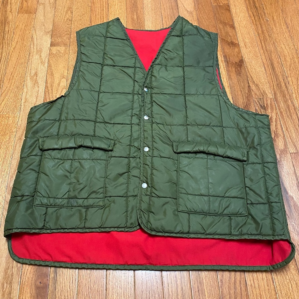 Vintage Men’s Sz XL Western Trails Vest Green w/Red Lining
